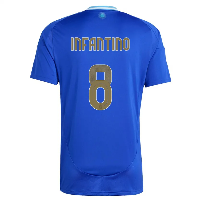 Danxen Hombre Camiseta Argentina Gino Infantino #8 Azul 2ª Equipación 24-26 La Camisa