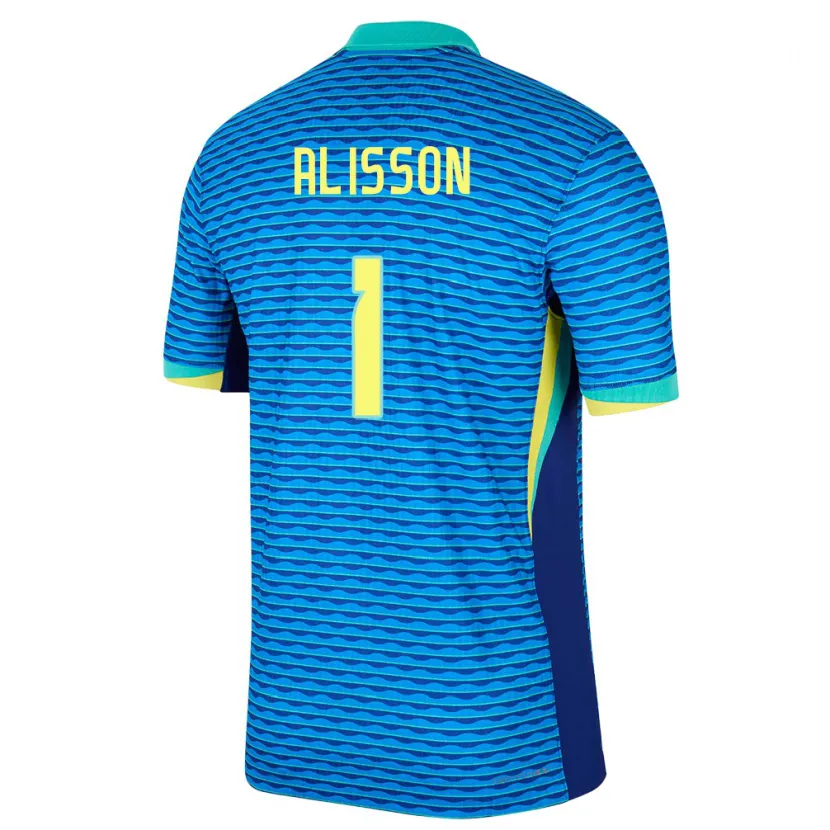 Danxen Hombre Camiseta Brasil Alisson #1 Azul 2ª Equipación 24-26 La Camisa