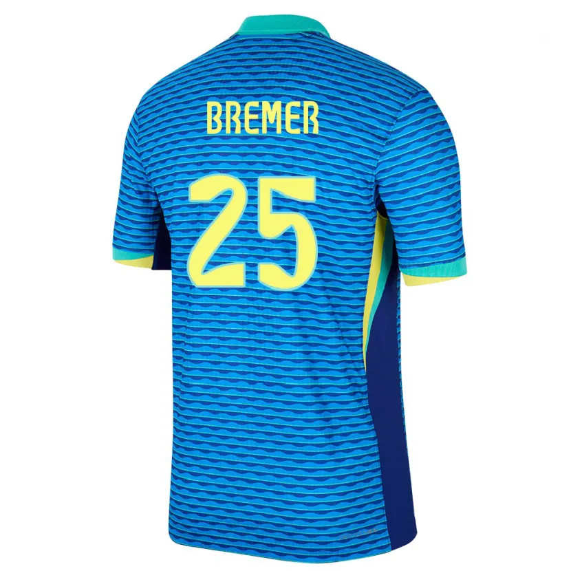 Danxen Hombre Camiseta Brasil Bremer #25 Azul 2ª Equipación 24-26 La Camisa