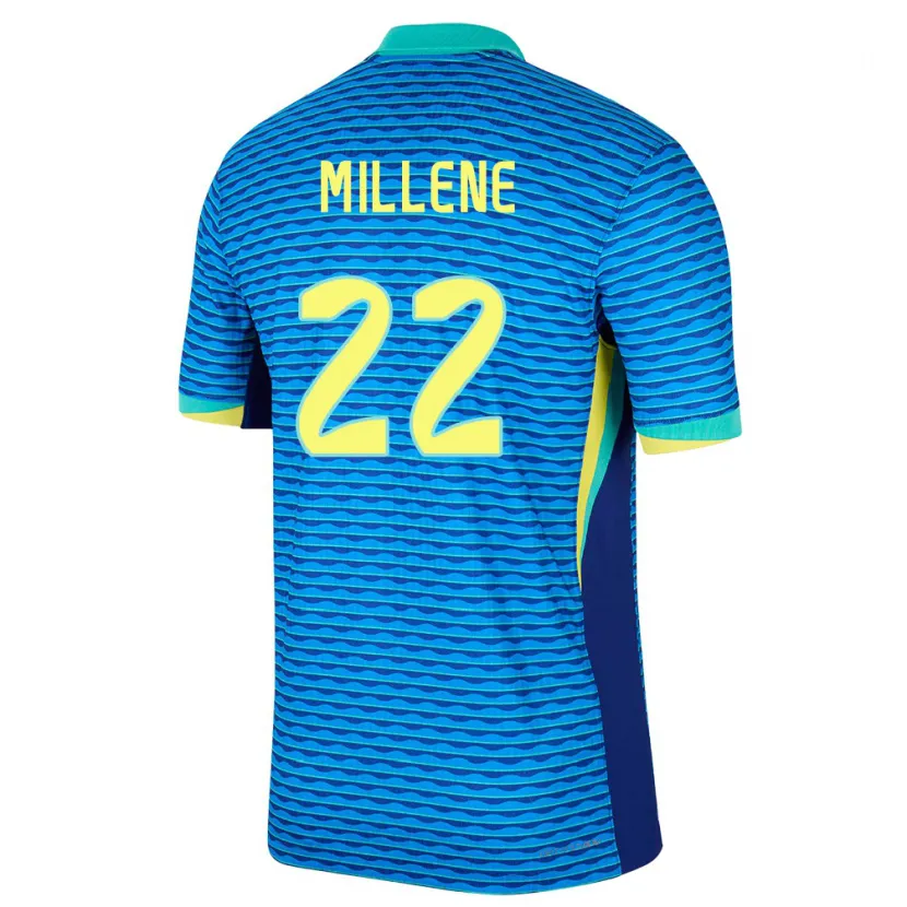 Danxen Hombre Camiseta Brasil Millene #22 Azul 2ª Equipación 24-26 La Camisa