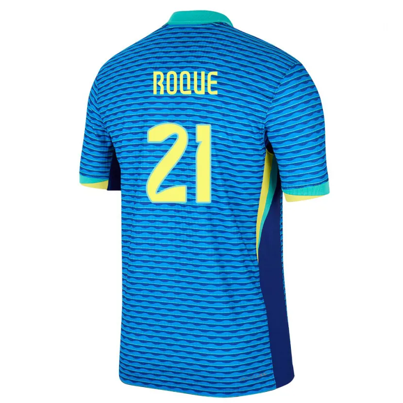 Danxen Hombre Camiseta Brasil Vitor Roque #21 Azul 2ª Equipación 24-26 La Camisa