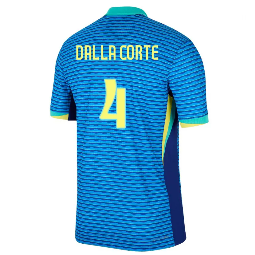 Danxen Hombre Camiseta Brasil Joao Dalla Corte #4 Azul 2ª Equipación 24-26 La Camisa