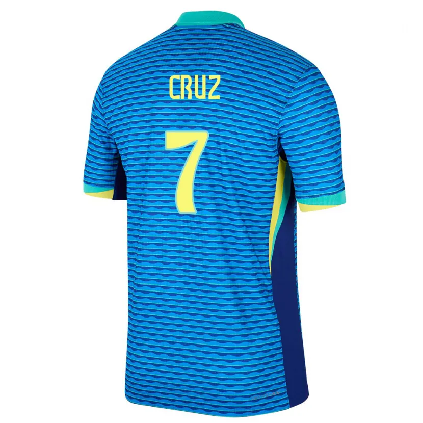 Danxen Hombre Camiseta Brasil Joao Cruz #7 Azul 2ª Equipación 24-26 La Camisa