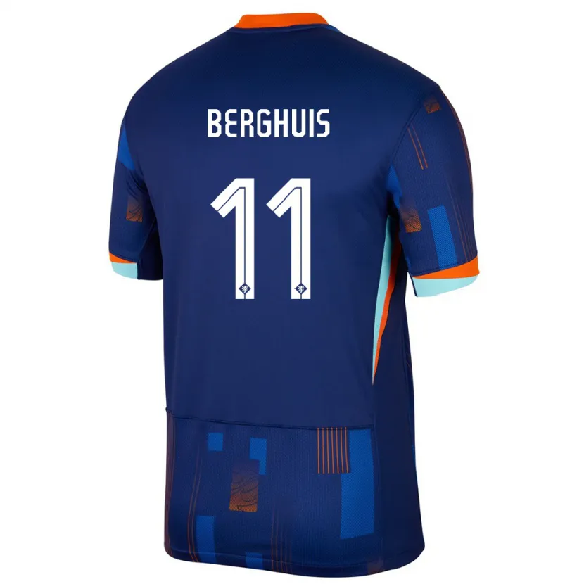 Danxen Hombre Camiseta Países Bajos Steven Berghuis #11 Azul 2ª Equipación 24-26 La Camisa