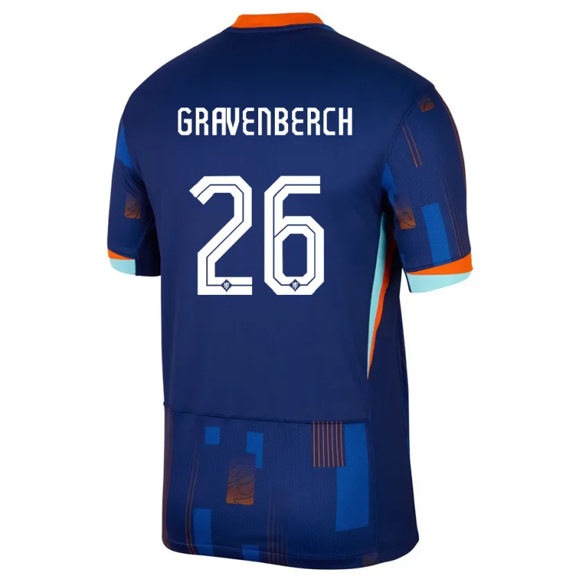 Danxen Hombre Camiseta Países Bajos Ryan Gravenberch #26 Azul 2ª Equipación 24-26 La Camisa