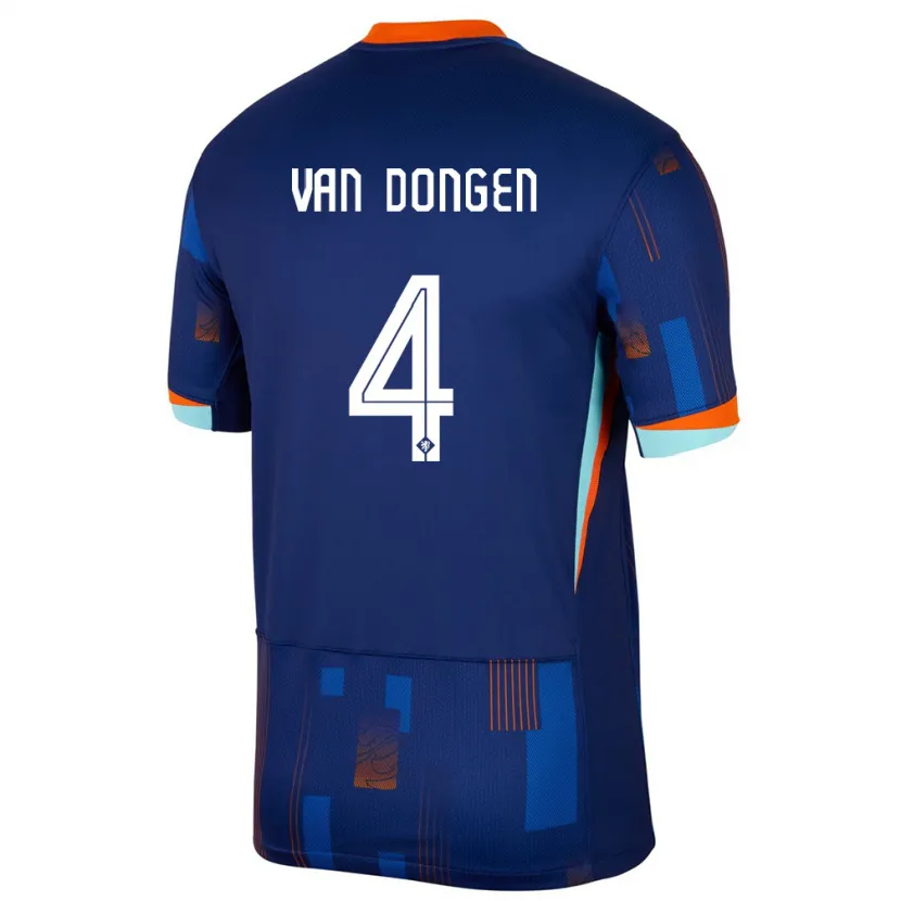 Danxen Hombre Camiseta Países Bajos Merel Van Dongen #4 Azul 2ª Equipación 24-26 La Camisa