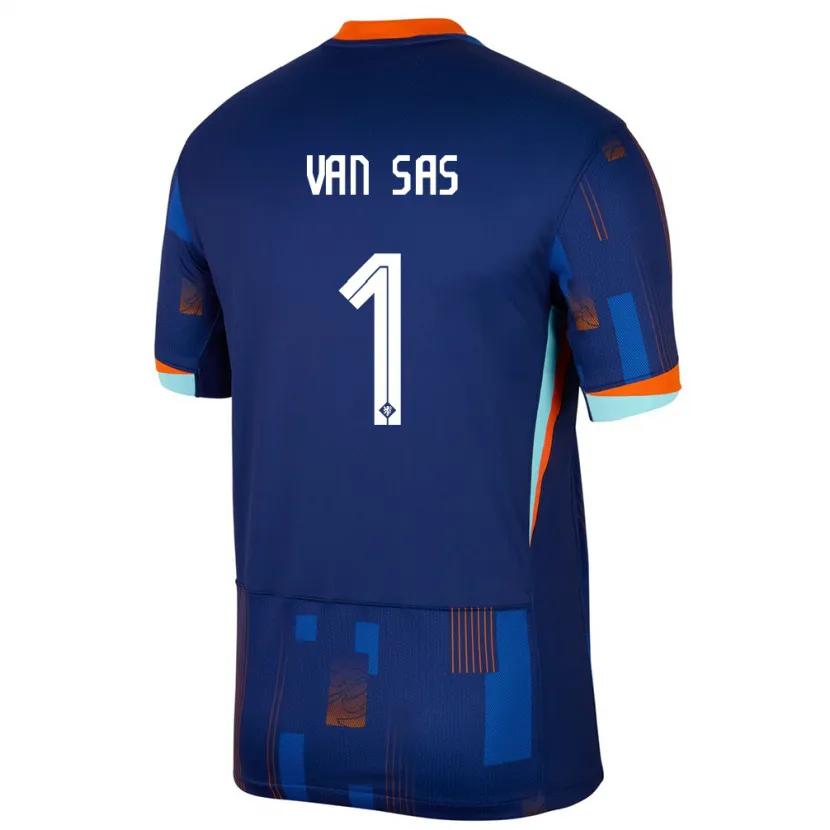 Danxen Hombre Camiseta Países Bajos Mikki Van Sas #1 Azul 2ª Equipación 24-26 La Camisa