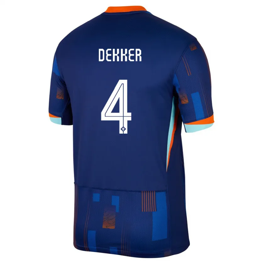 Danxen Hombre Camiseta Países Bajos Maxim Dekker #4 Azul 2ª Equipación 24-26 La Camisa