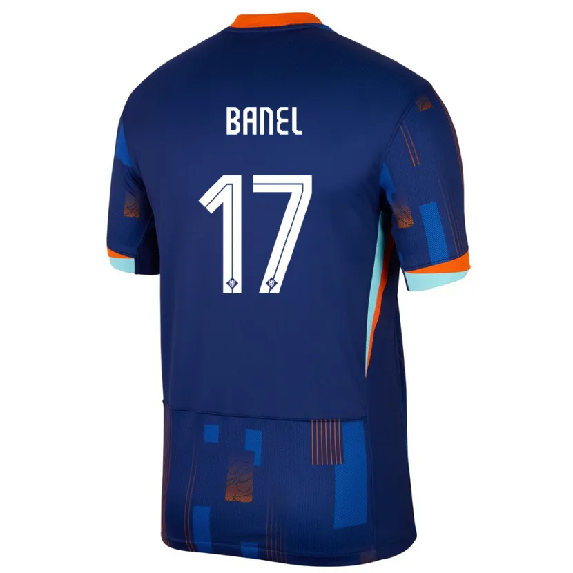 Danxen Hombre Camiseta Países Bajos Jaydon Banel #17 Azul 2ª Equipación 24-26 La Camisa