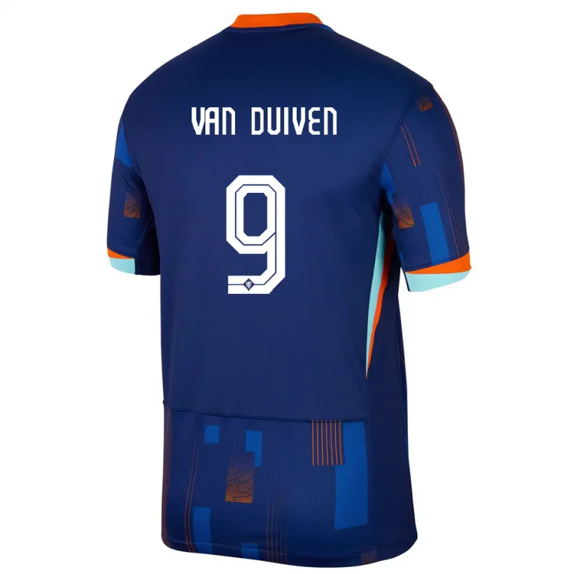 Danxen Hombre Camiseta Países Bajos Jason Van Duiven #9 Azul 2ª Equipación 24-26 La Camisa