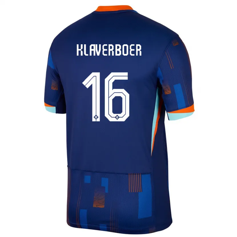 Danxen Hombre Camiseta Países Bajos Bernt Klaverboer #16 Azul 2ª Equipación 24-26 La Camisa
