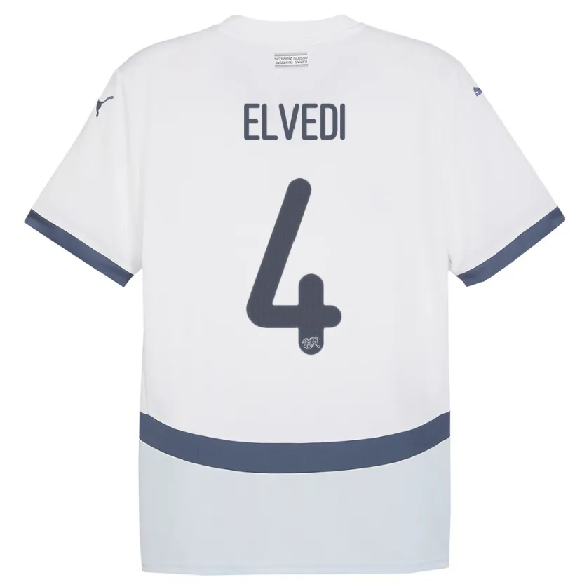 Danxen Hombre Camiseta Suiza Nico Elvedi #4 Blanco 2ª Equipación 24-26 La Camisa