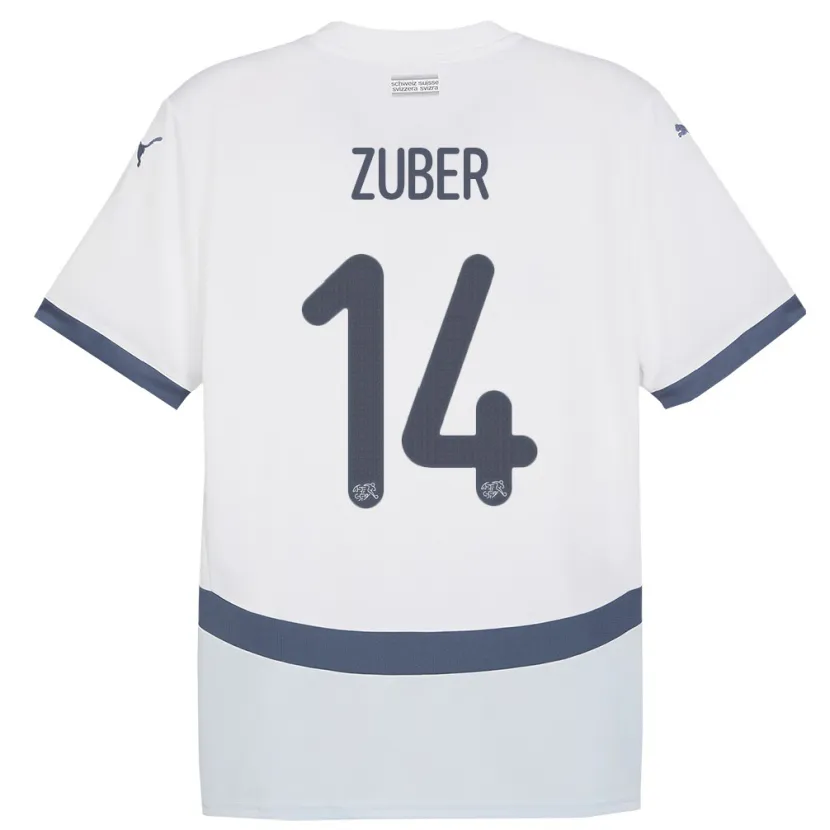 Danxen Hombre Camiseta Suiza Steven Zuber #14 Blanco 2ª Equipación 24-26 La Camisa
