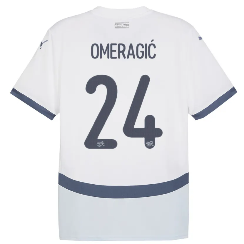 Danxen Hombre Camiseta Suiza Becir Omeragic #24 Blanco 2ª Equipación 24-26 La Camisa