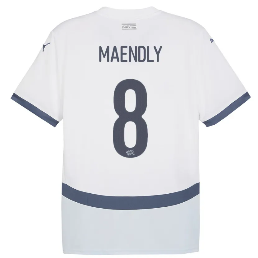 Danxen Hombre Camiseta Suiza Sandy Maendly #8 Blanco 2ª Equipación 24-26 La Camisa
