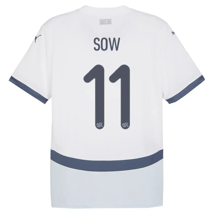 Danxen Hombre Camiseta Suiza Coumba Sow #11 Blanco 2ª Equipación 24-26 La Camisa