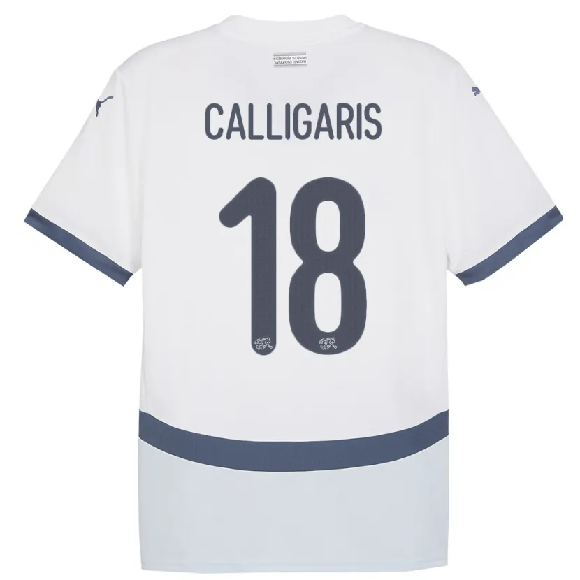 Danxen Hombre Camiseta Suiza Viola Calligaris #18 Blanco 2ª Equipación 24-26 La Camisa