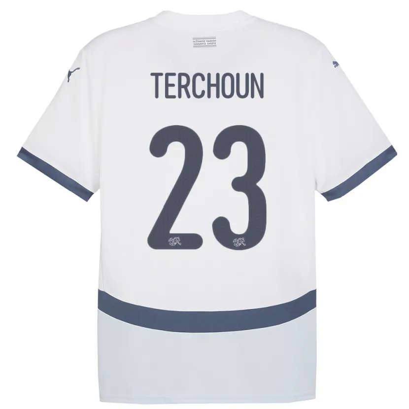 Danxen Hombre Camiseta Suiza Meriame Terchoun #23 Blanco 2ª Equipación 24-26 La Camisa