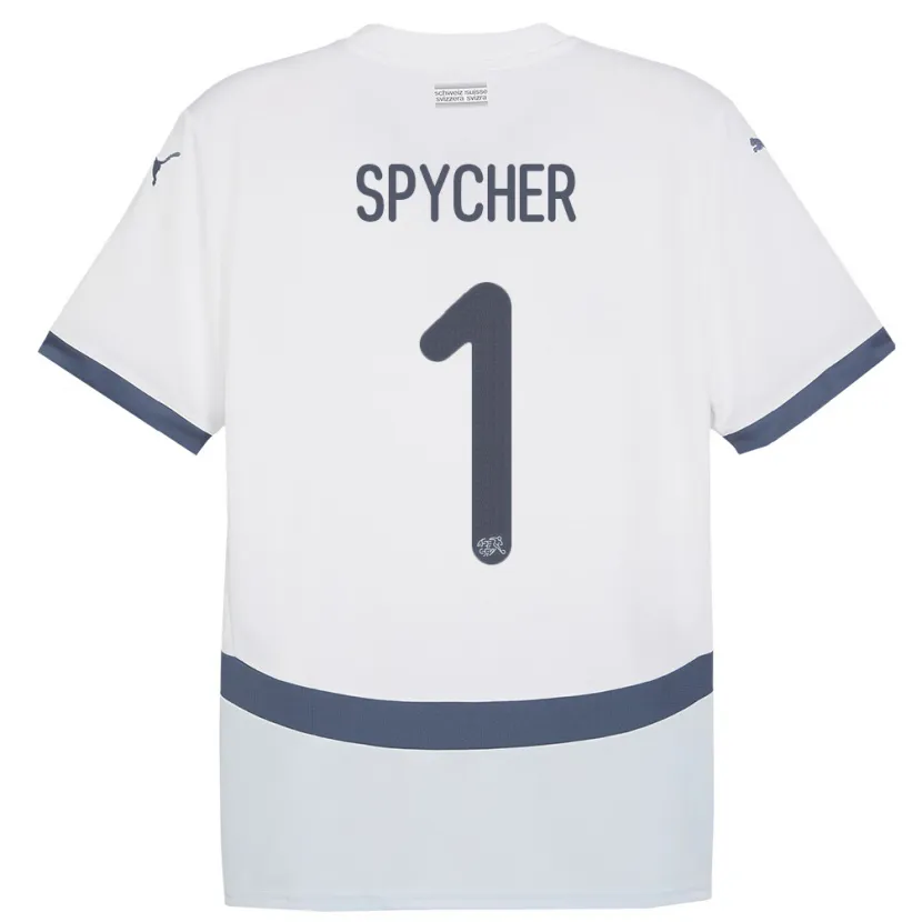 Danxen Hombre Camiseta Suiza Tim Spycher #1 Blanco 2ª Equipación 24-26 La Camisa