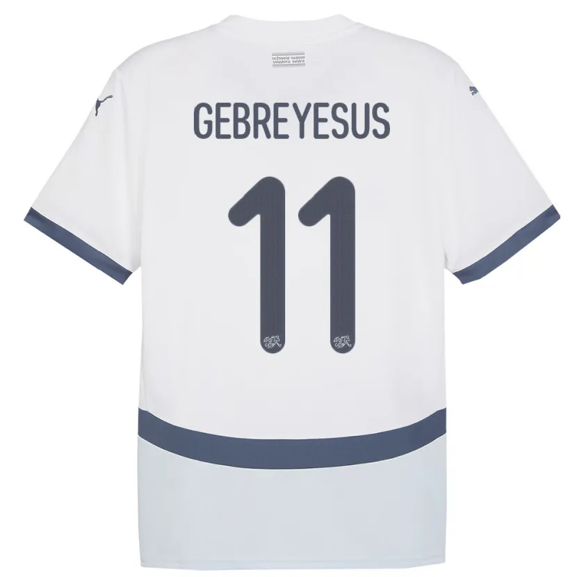 Danxen Hombre Camiseta Suiza Esey Gebreyesus #11 Blanco 2ª Equipación 24-26 La Camisa