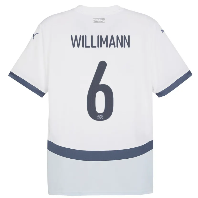 Danxen Hombre Camiseta Suiza Mauricio Willimann #6 Blanco 2ª Equipación 24-26 La Camisa