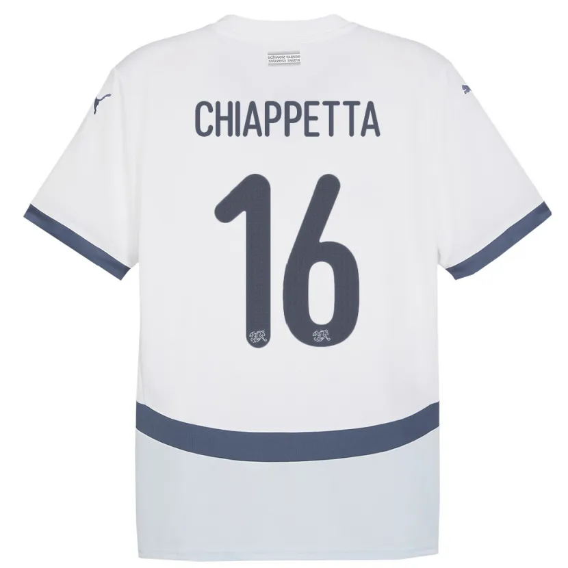 Danxen Hombre Camiseta Suiza Carmine Chiappetta #16 Blanco 2ª Equipación 24-26 La Camisa