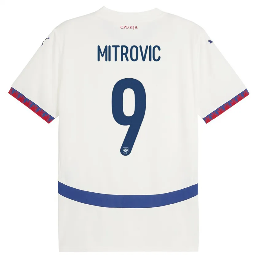 Danxen Hombre Camiseta Serbia Aleksandar Mitrovic #9 Blanco 2ª Equipación 24-26 La Camisa