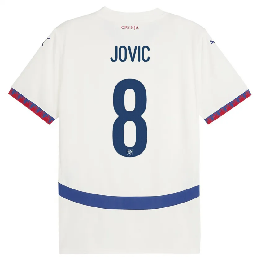 Danxen Hombre Camiseta Serbia Luka Jovic #8 Blanco 2ª Equipación 24-26 La Camisa