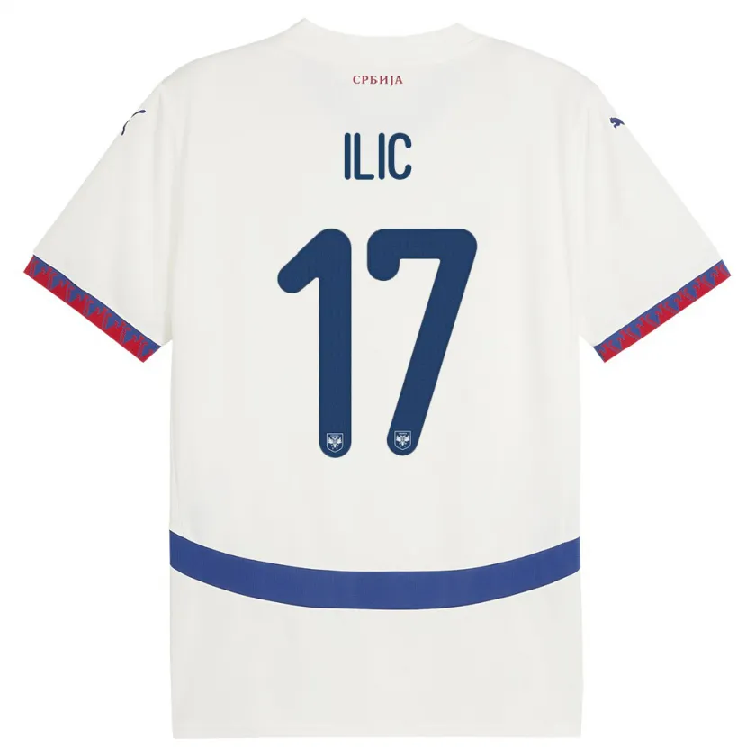Danxen Hombre Camiseta Serbia Ivan Ilic #17 Blanco 2ª Equipación 24-26 La Camisa