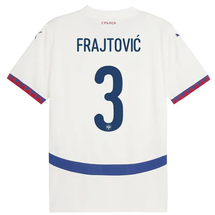 Danxen Hombre Camiseta Serbia Andela Frajtovic #3 Blanco 2ª Equipación 24-26 La Camisa