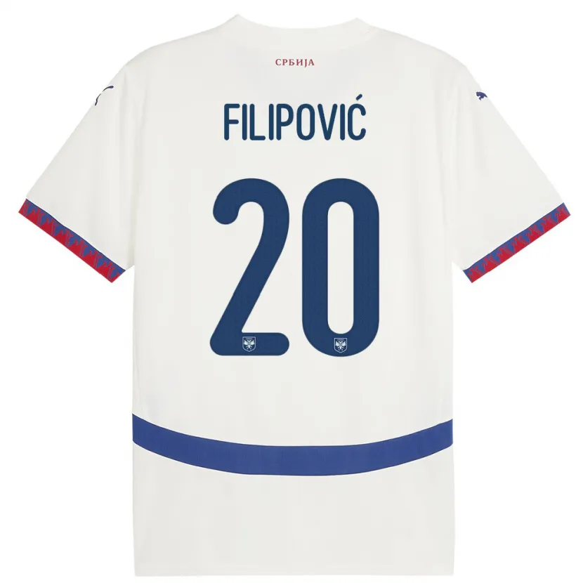 Danxen Hombre Camiseta Serbia Tijana Filipovic #20 Blanco 2ª Equipación 24-26 La Camisa