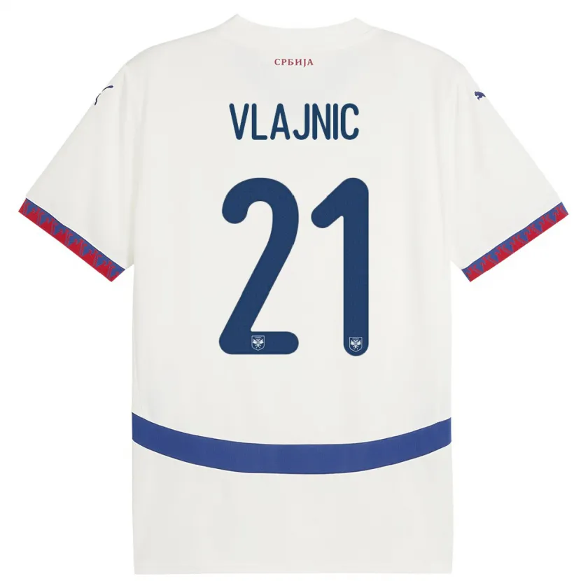 Danxen Hombre Camiseta Serbia Tyla Jay Vlajnic #21 Blanco 2ª Equipación 24-26 La Camisa