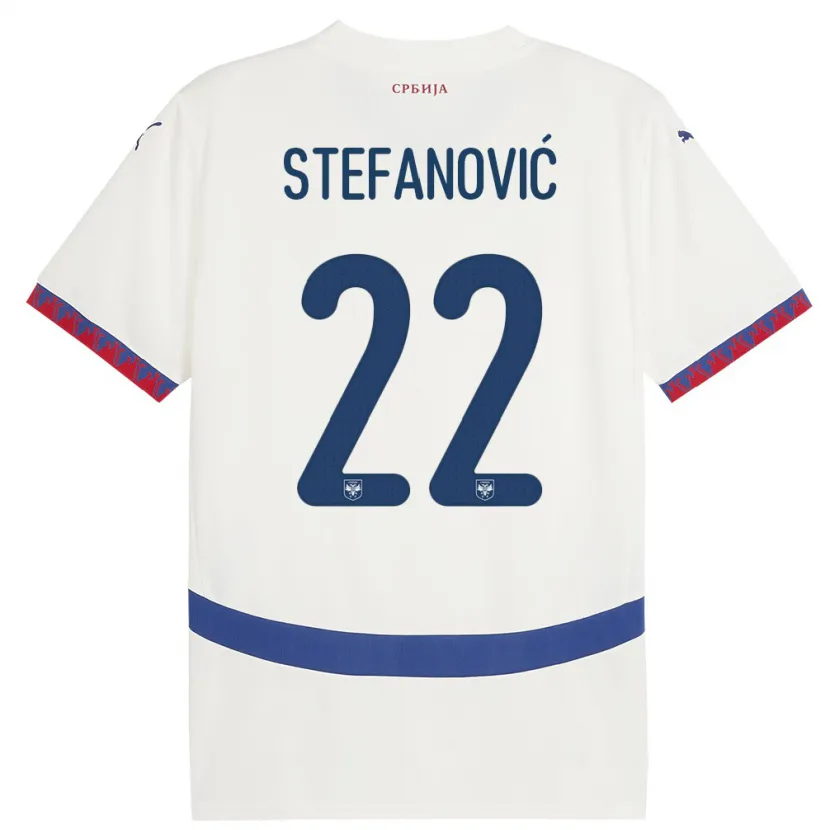 Danxen Hombre Camiseta Serbia Dejana Stefanovic #22 Blanco 2ª Equipación 24-26 La Camisa