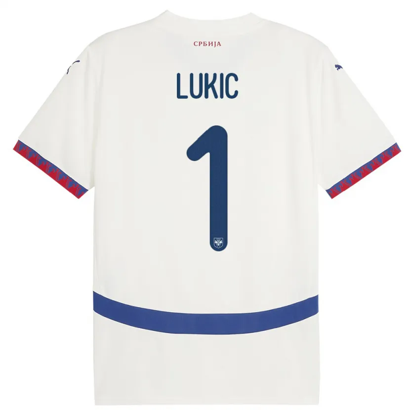 Danxen Hombre Camiseta Serbia Ognjen Lukic #1 Blanco 2ª Equipación 24-26 La Camisa
