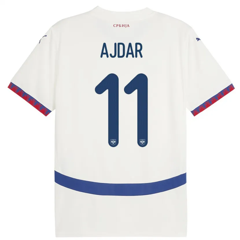 Danxen Hombre Camiseta Serbia Ognjen Ajdar #11 Blanco 2ª Equipación 24-26 La Camisa