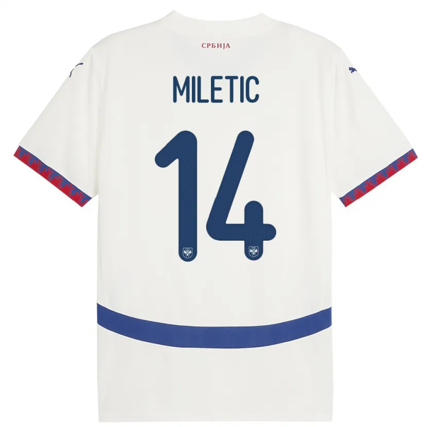 Danxen Hombre Camiseta Serbia Vladimir Miletic #14 Blanco 2ª Equipación 24-26 La Camisa