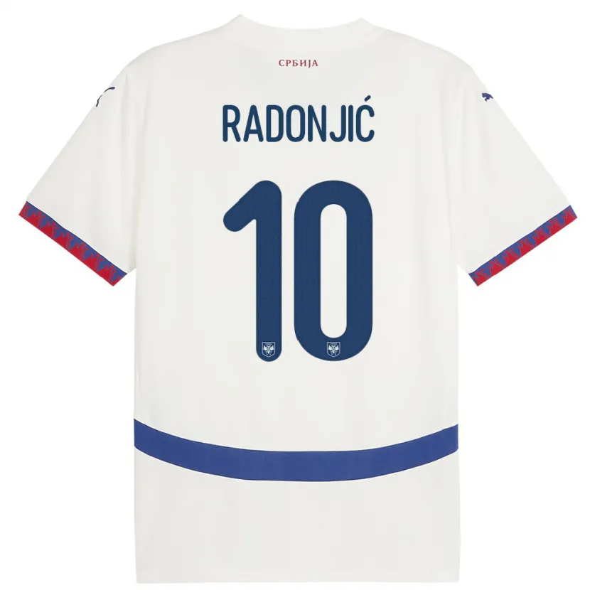 Danxen Hombre Camiseta Serbia Mateja Radonjic #10 Blanco 2ª Equipación 24-26 La Camisa