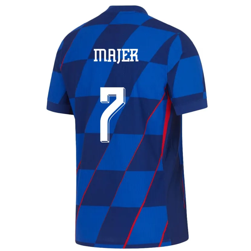 Danxen Hombre Camiseta Croacia Lovro Majer #7 Azul 2ª Equipación 24-26 La Camisa