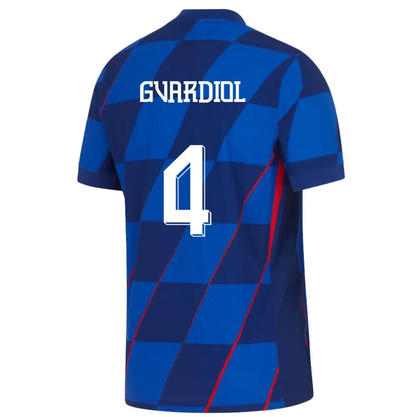 Danxen Hombre Camiseta Croacia Josko Gvardiol #4 Azul 2ª Equipación 24-26 La Camisa