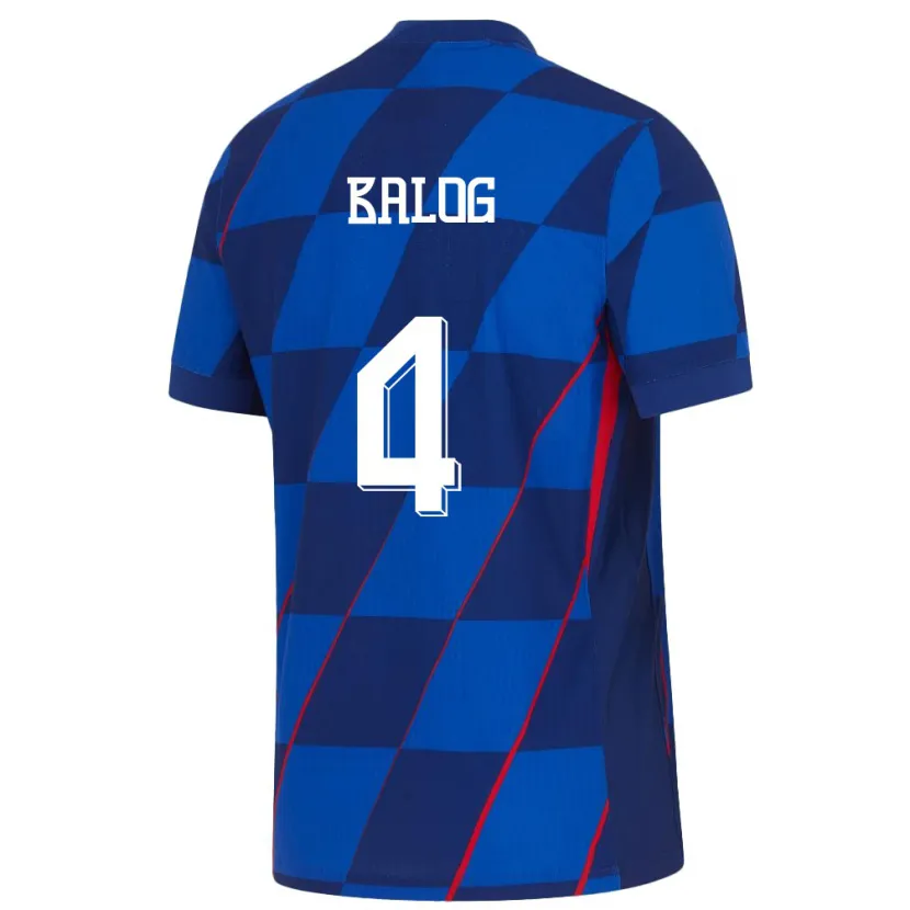 Danxen Hombre Camiseta Croacia Leonarda Balog #4 Azul 2ª Equipación 24-26 La Camisa