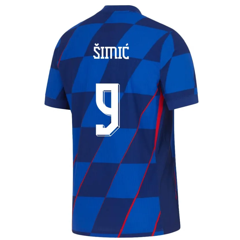 Danxen Hombre Camiseta Croacia Roko Simic #9 Azul 2ª Equipación 24-26 La Camisa