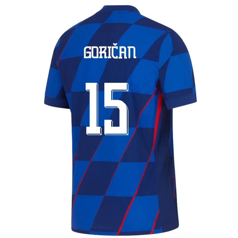 Danxen Hombre Camiseta Croacia Silvio Gorican #15 Azul 2ª Equipación 24-26 La Camisa