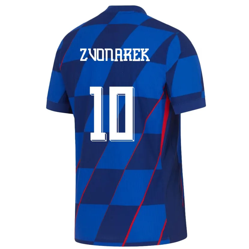 Danxen Hombre Camiseta Croacia Lovro Zvonarek #10 Azul 2ª Equipación 24-26 La Camisa