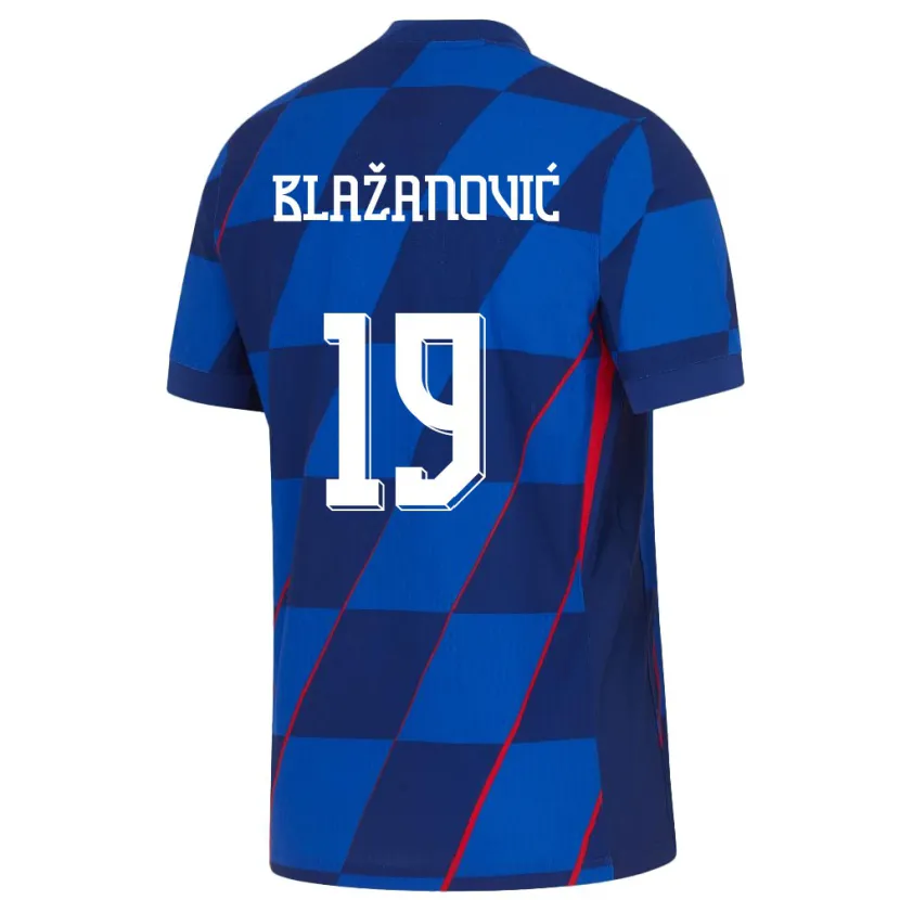 Danxen Hombre Camiseta Croacia Antonio Blazanovic #19 Azul 2ª Equipación 24-26 La Camisa