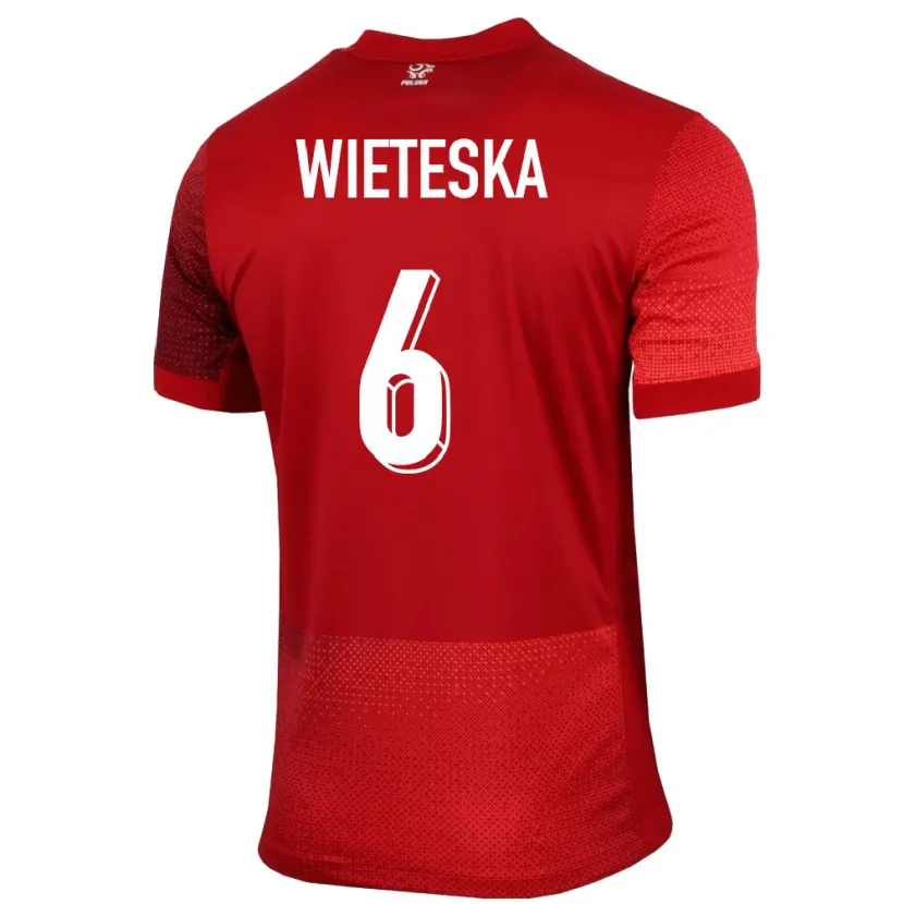 Danxen Hombre Camiseta Polonia Mateusz Wieteska #6 Rojo 2ª Equipación 24-26 La Camisa