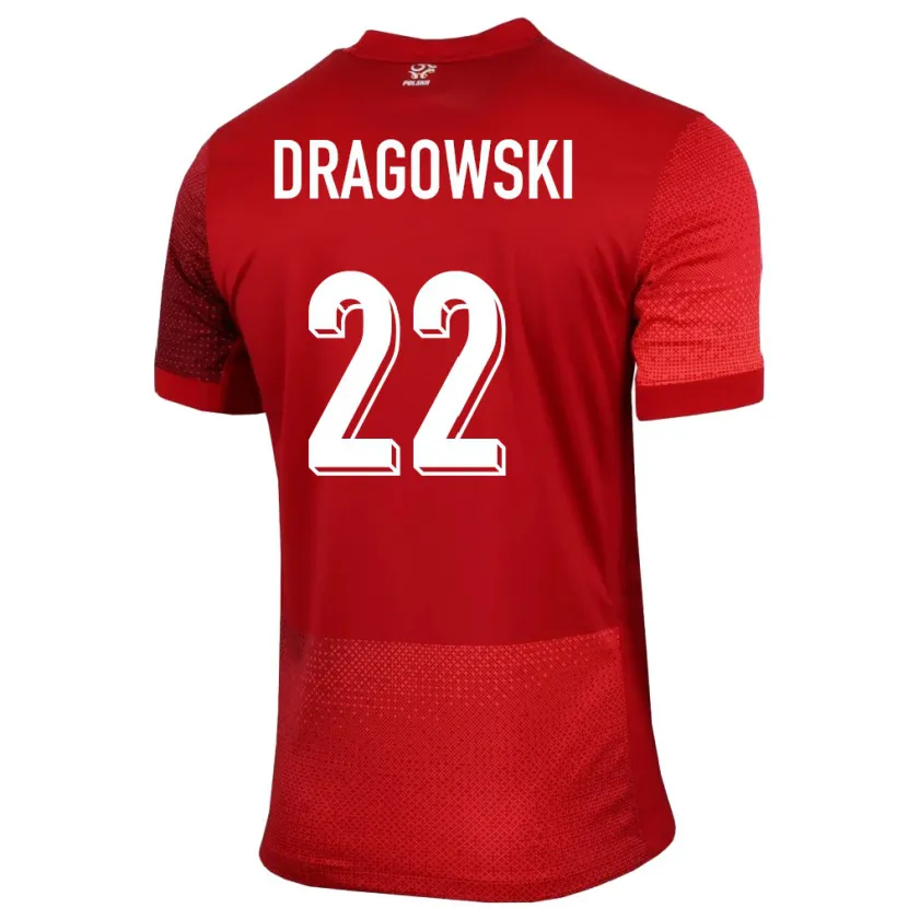 Danxen Hombre Camiseta Polonia Bartlomiej Dragowski #22 Rojo 2ª Equipación 24-26 La Camisa
