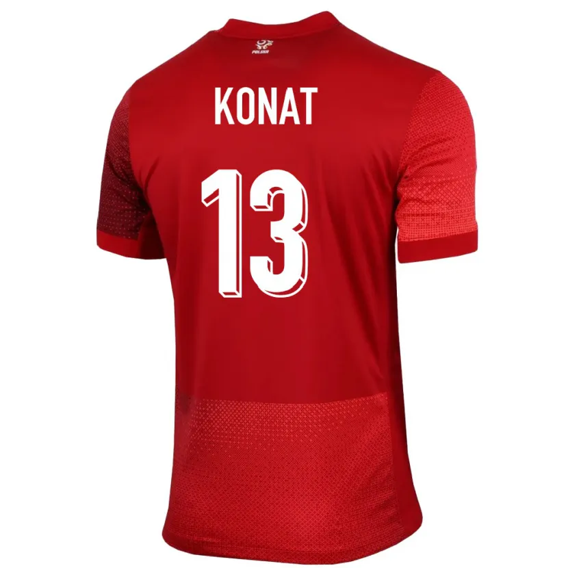 Danxen Hombre Camiseta Polonia Katarzyna Konat #13 Rojo 2ª Equipación 24-26 La Camisa