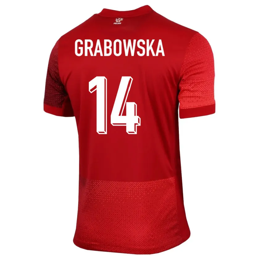 Danxen Hombre Camiseta Polonia Dominika Grabowska #14 Rojo 2ª Equipación 24-26 La Camisa