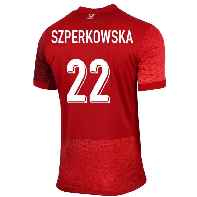 Danxen Hombre Camiseta Polonia Oliwia Szperkowska #22 Rojo 2ª Equipación 24-26 La Camisa