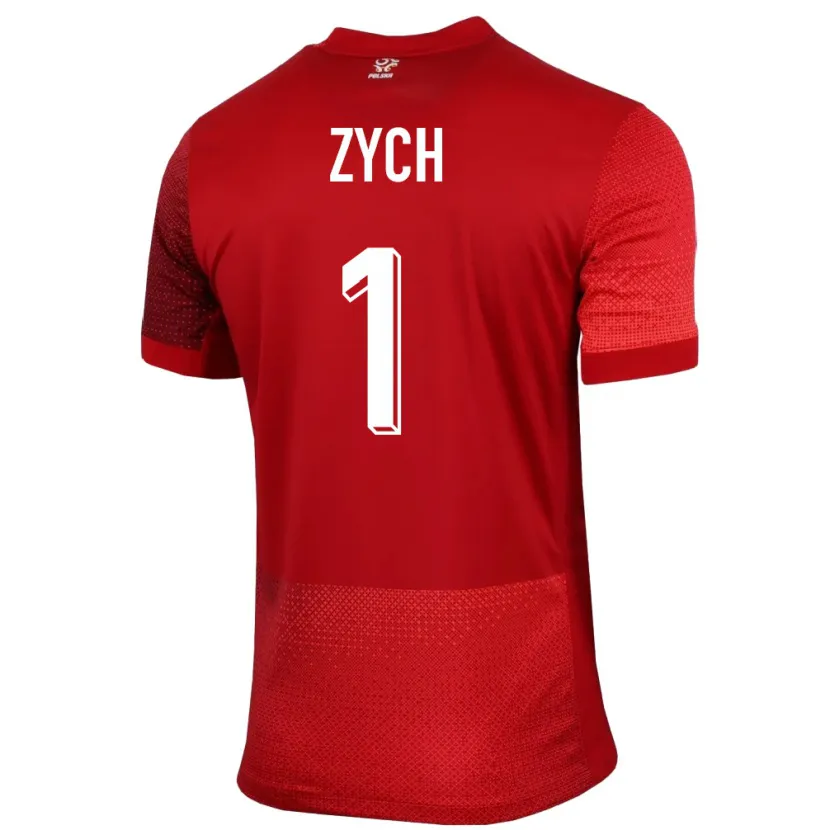 Danxen Hombre Camiseta Polonia Oliwier Zych #1 Rojo 2ª Equipación 24-26 La Camisa